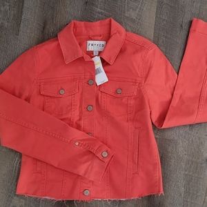 Frayed brand denim jacket